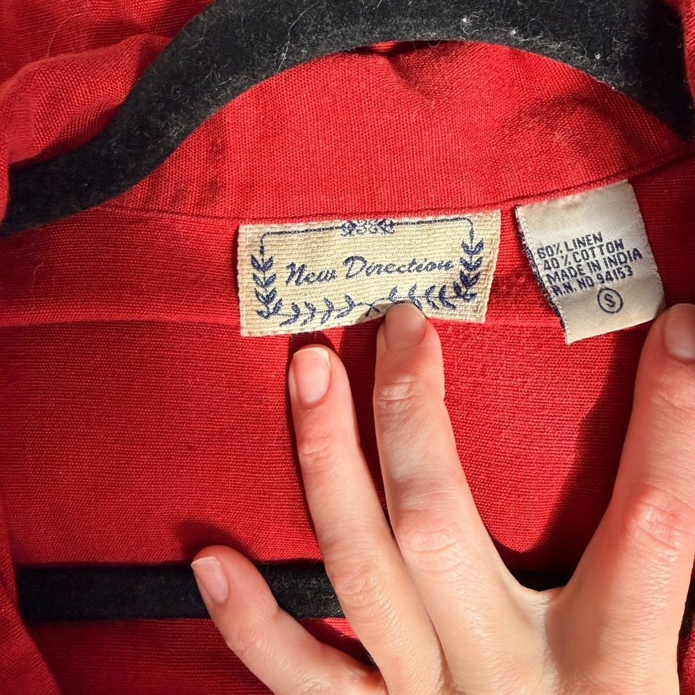 Vintage Red Button-Down Linen Dress - Picture 5 of 9